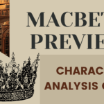 Macbeth character analysis guide preview with Macbeth crown, library background