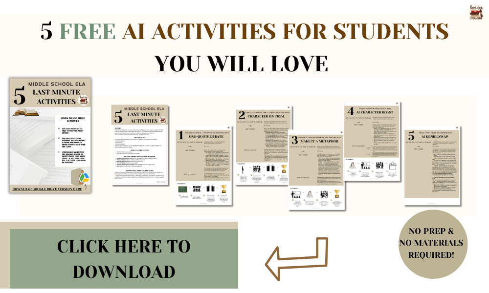 Preview of printable AI classroom activity pack for teachers