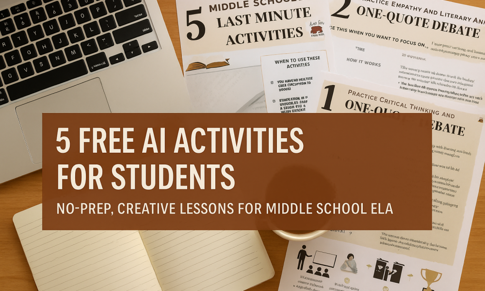 Ai Activities for Students laid out on desk with open book and computer